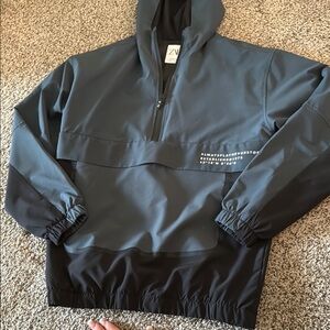 Zara Gray and Black Windbreaker with Hooded Design